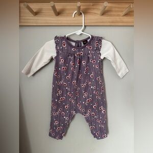 Tea Collection 100% Cotton Floral Ruffle Long Sleeve Snap Romper